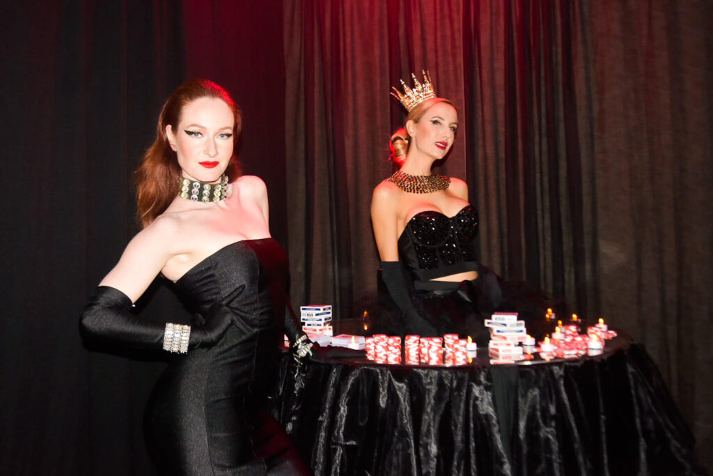 Event entertainment performers engaging guests as part of a strategically paced South Florida event