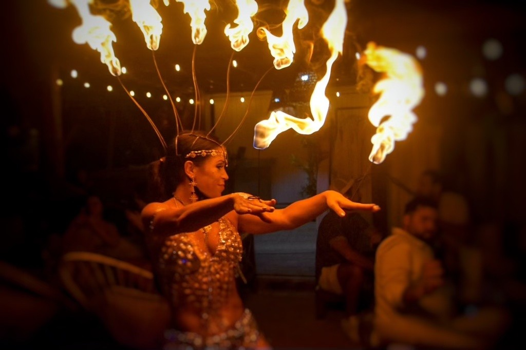 Fire performers from Aura Entertainment at an event in South Florida