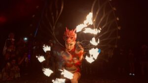 fire goddess amazes at art with